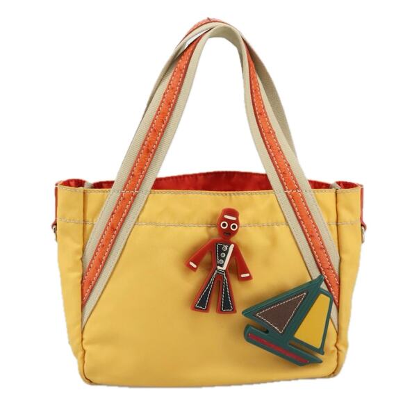 PRADA Hand Bag Nylon Yellow - Picture 2 of 9